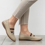 Półbuty damskie baleriny skórzane z gumkami beżowe Maciejka 6815