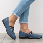 Półbuty damskie baleriny skórzane z gumkami granatowe Maciejka 6815