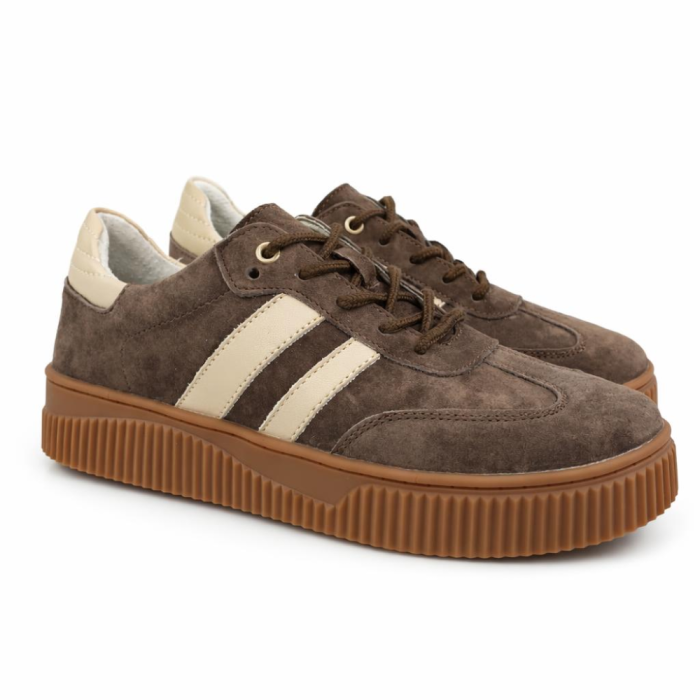 skórzane sneakersy damskie brązowe welurowe Badoxx LSK-626 (4).png