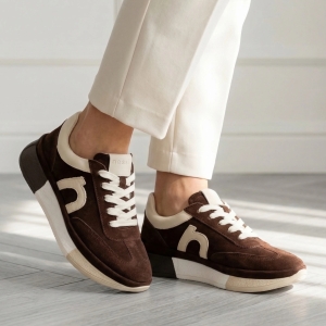 skórzane sneakersy damskie sportowe zamsz brąż Nessi 26LP028 (5).jpg
