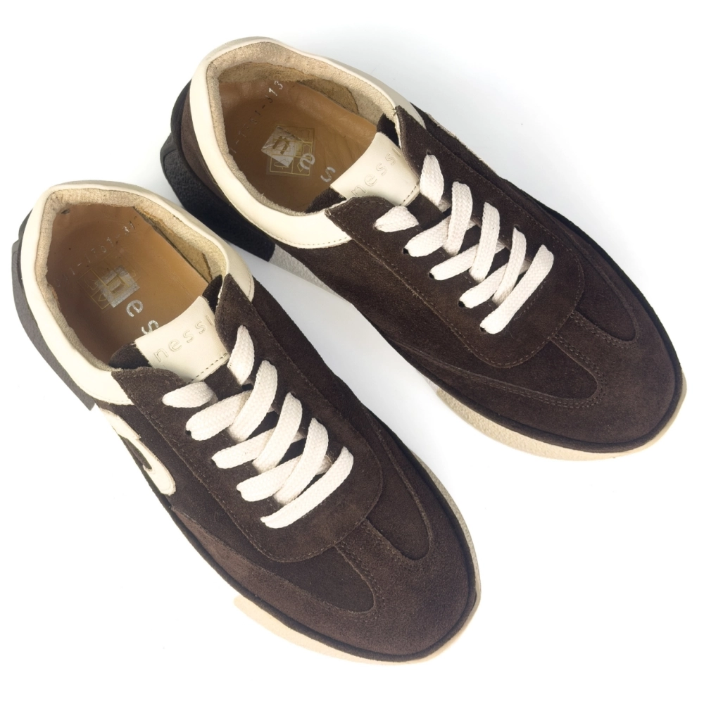 skórzane sneakersy damskie sportowe zamsz brąż Nessi 26LP028 (4).jpg