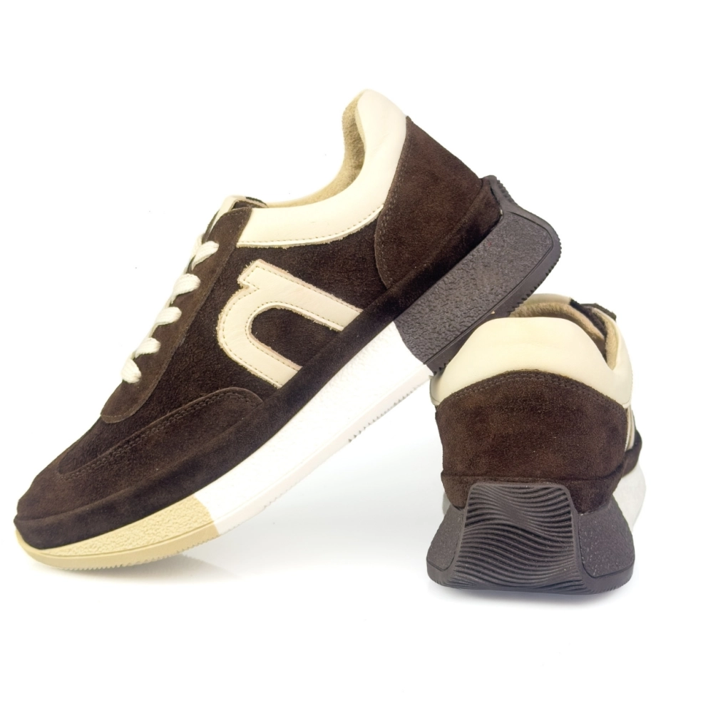 skórzane sneakersy damskie sportowe zamsz brąż Nessi 26LP028 (2).jpg