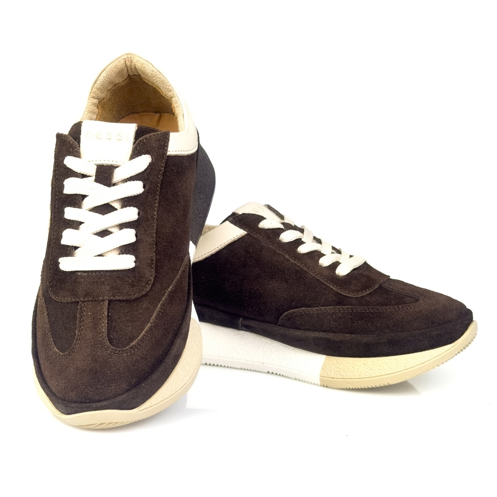 skórzane sneakersy damskie sportowe zamsz brąż Nessi 26LP028 (1).jpg