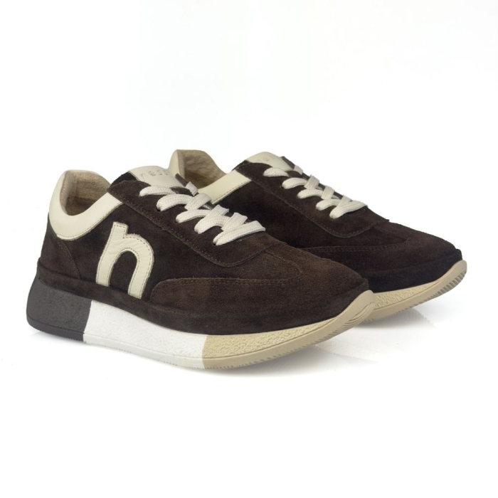 skórzane sneakersy damskie sportowe zamsz brąż Nessi 26LP028.jpg
