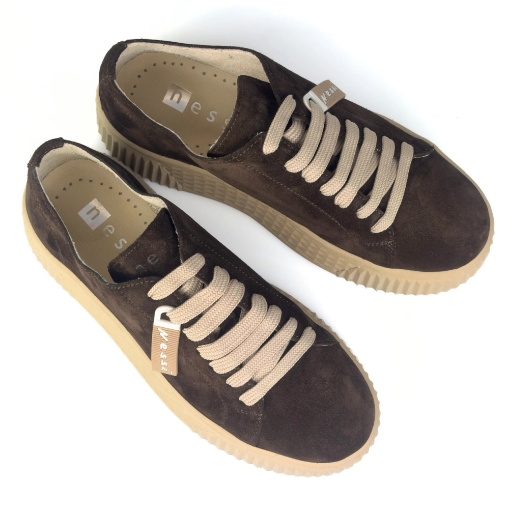 skórzane sneakersy damskie sportowe zamsz brąz Nessi 26LP038 (4).jpg