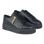 Sneakersy damskie czarne sportowe skóra licowa NESSI 26LP036