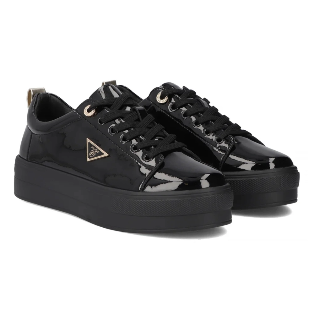 Sneakersy sportowe damskie skóra lakier czarne Filippo DP3533 (3).jpg