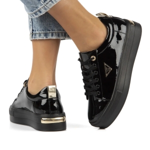 Sneakersy sportowe damskie skóra lakier czarne Filippo DP3533 (2).jpg