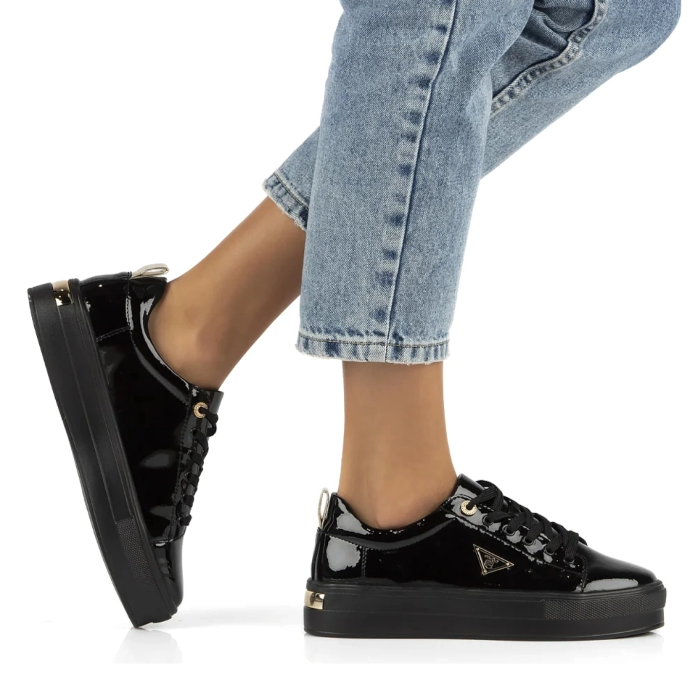 Sneakersy sportowe damskie skóra lakier czarne Filippo DP3533 (1).jpg