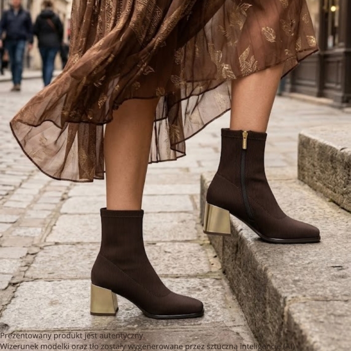 eleganckie botki damskie brązowe ze złotym obcasem ARTIKER 59C0371 (4).jpg